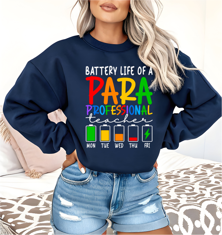 Battery Life Of Paraprofessional Teacher DTF Transfer