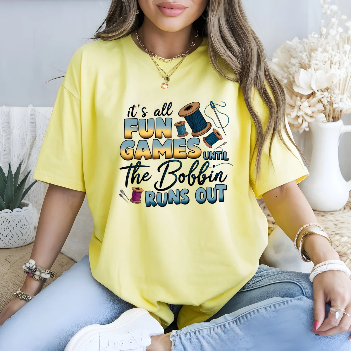 It's All Fun and Games Until The Bobbin Runs Out - Sewing DTF Transfer