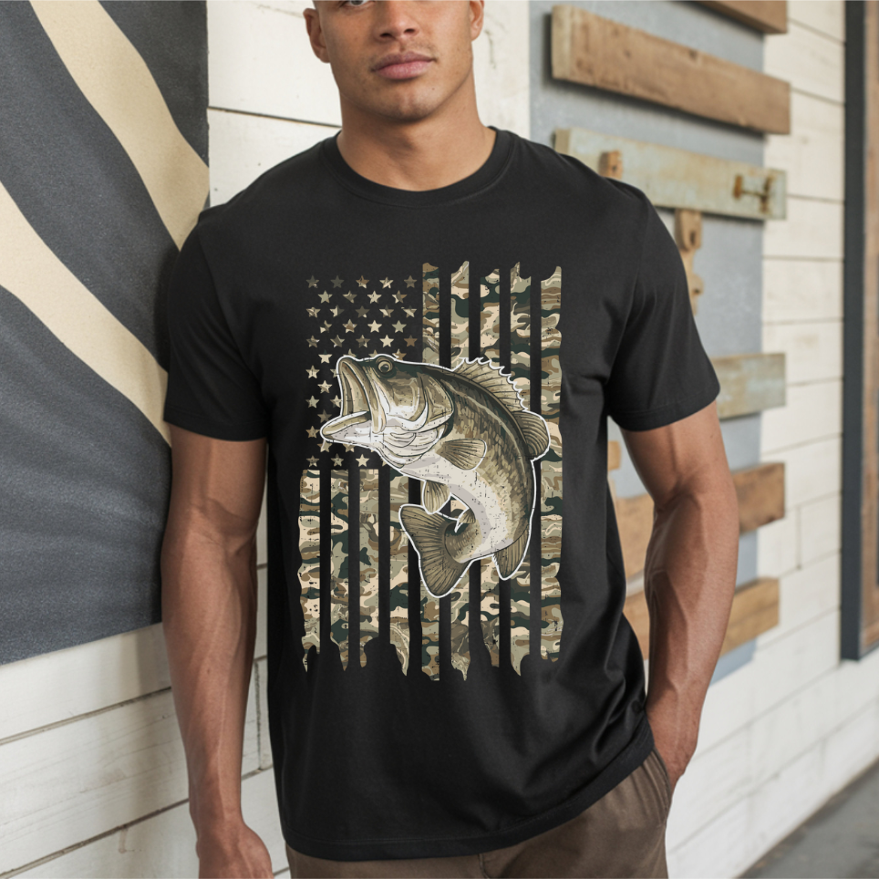 Camo Fish Flag DTF Transfer