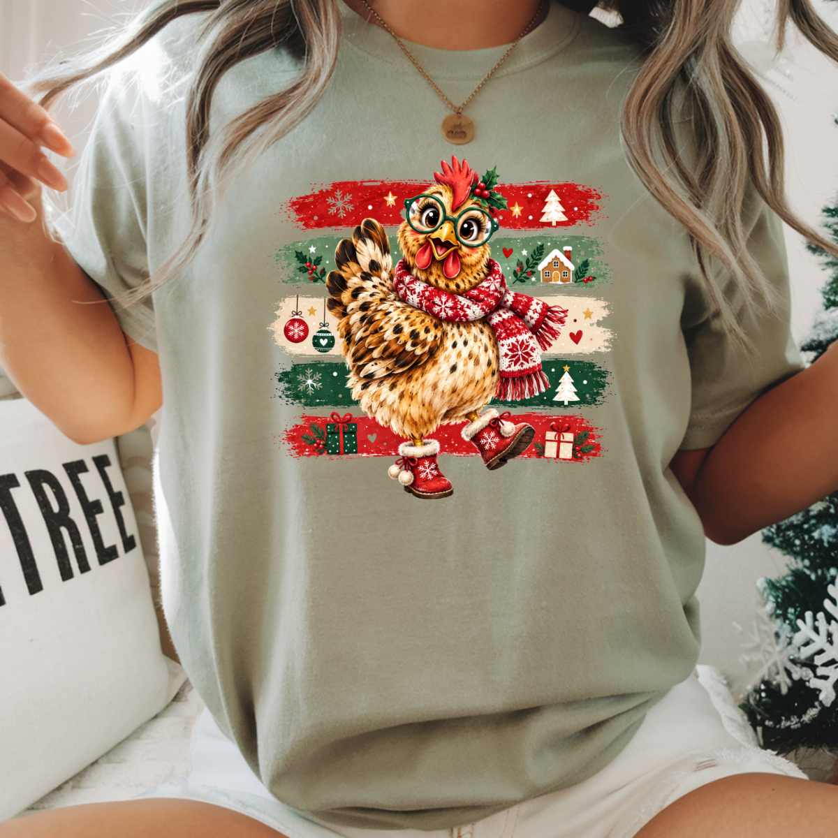 Christmas Dancing Chicken DTF Transfer