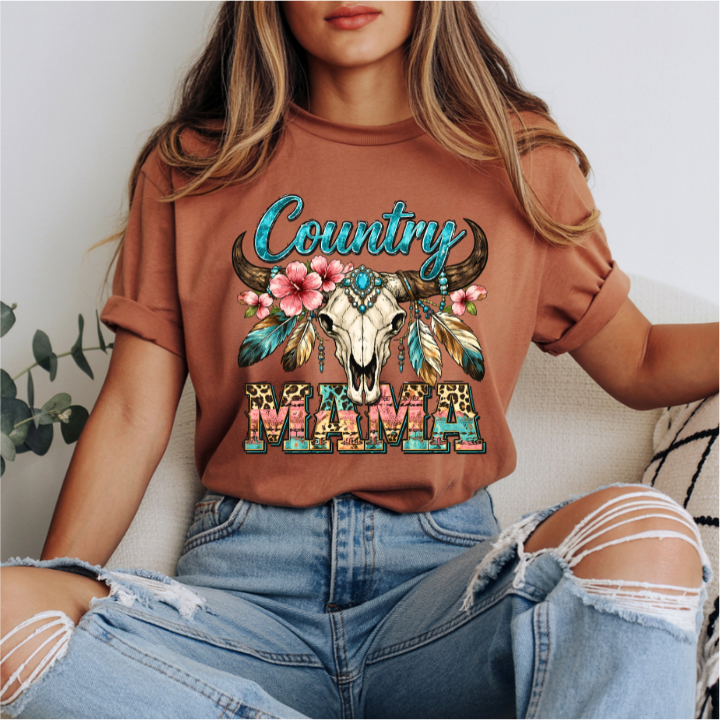 Country Mama Boho Skull DTF Transfer