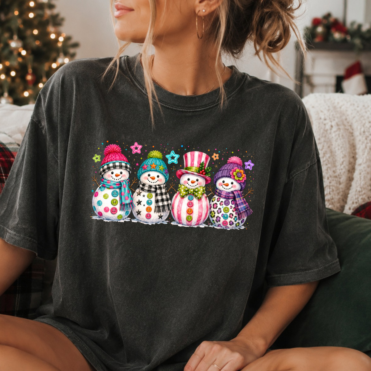 Cute Colorful Snowman DTF Transfer