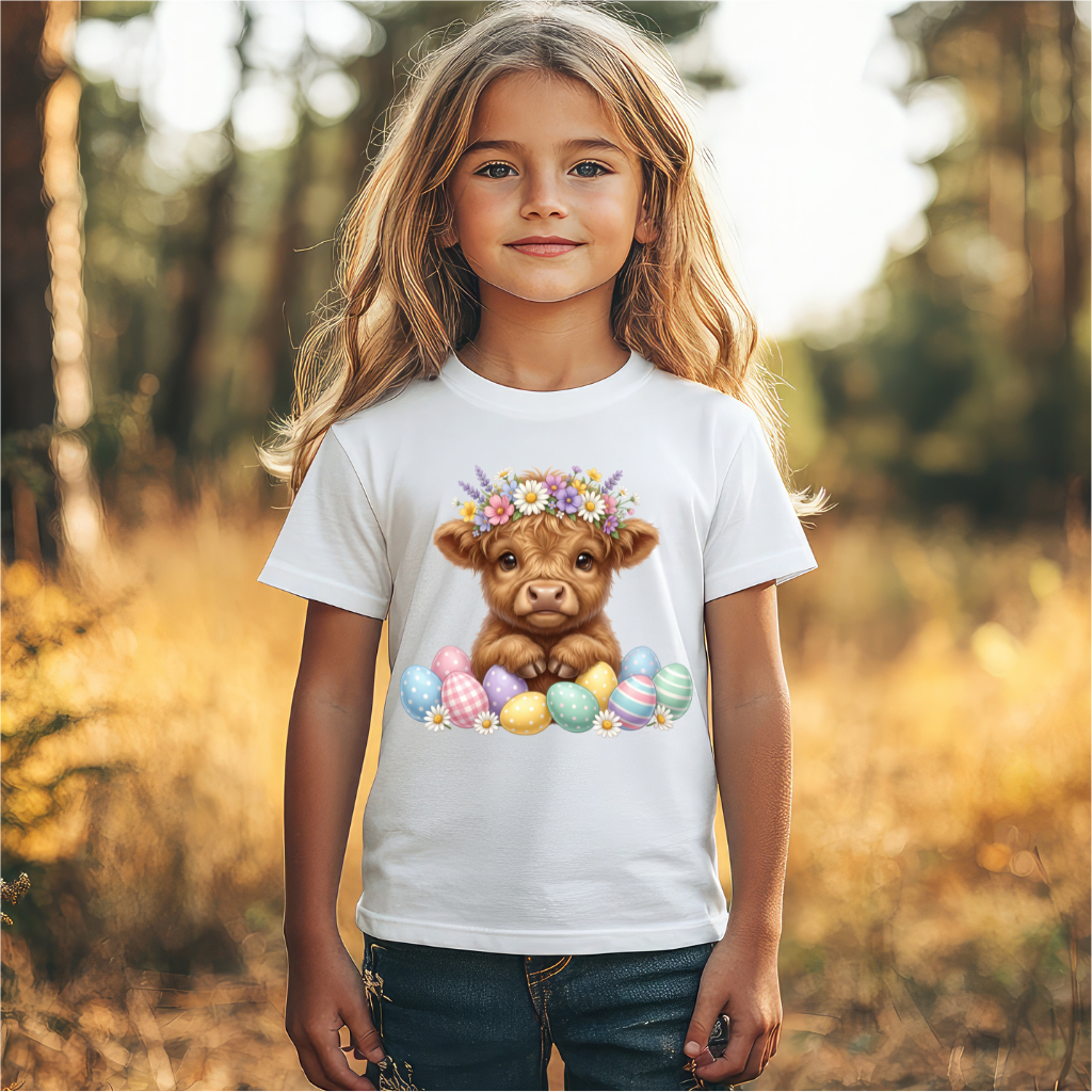 Easter Egg Highland Cow DTF Transfer