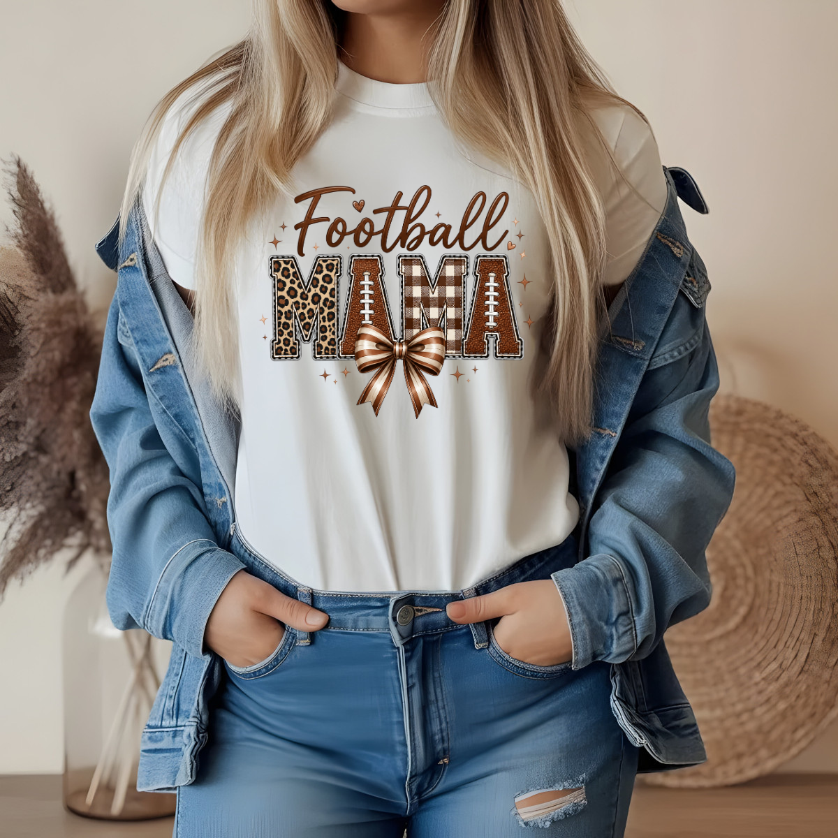 Football Mama Leopard Plaid DTF Transfer