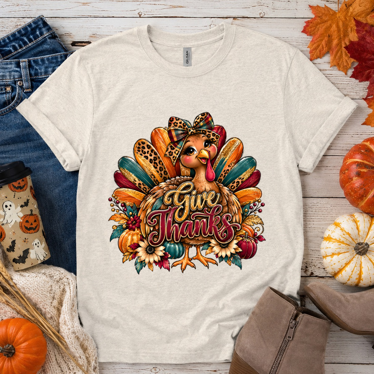 Give Thanks Turkey DTF Transfer