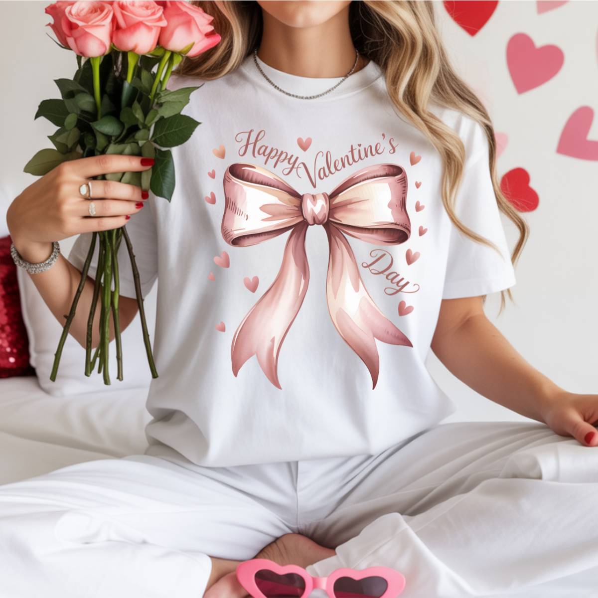 Happy Valentines Coquette Bow DTF Transfer