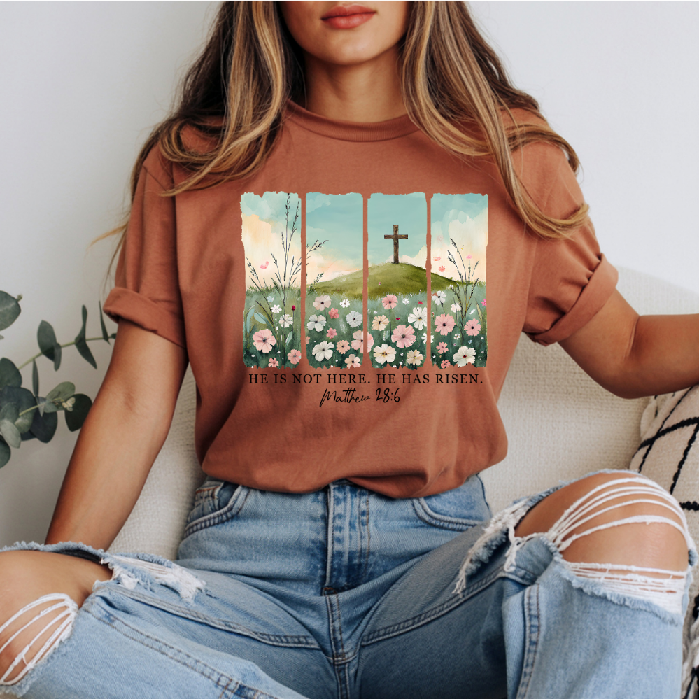 He Is Not Here He Has Risen DTF Transfer