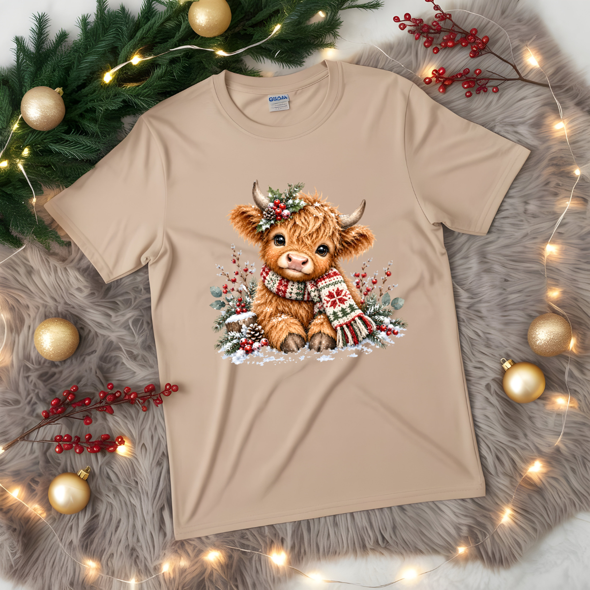 Holiday Highland Cow DTF Transfer