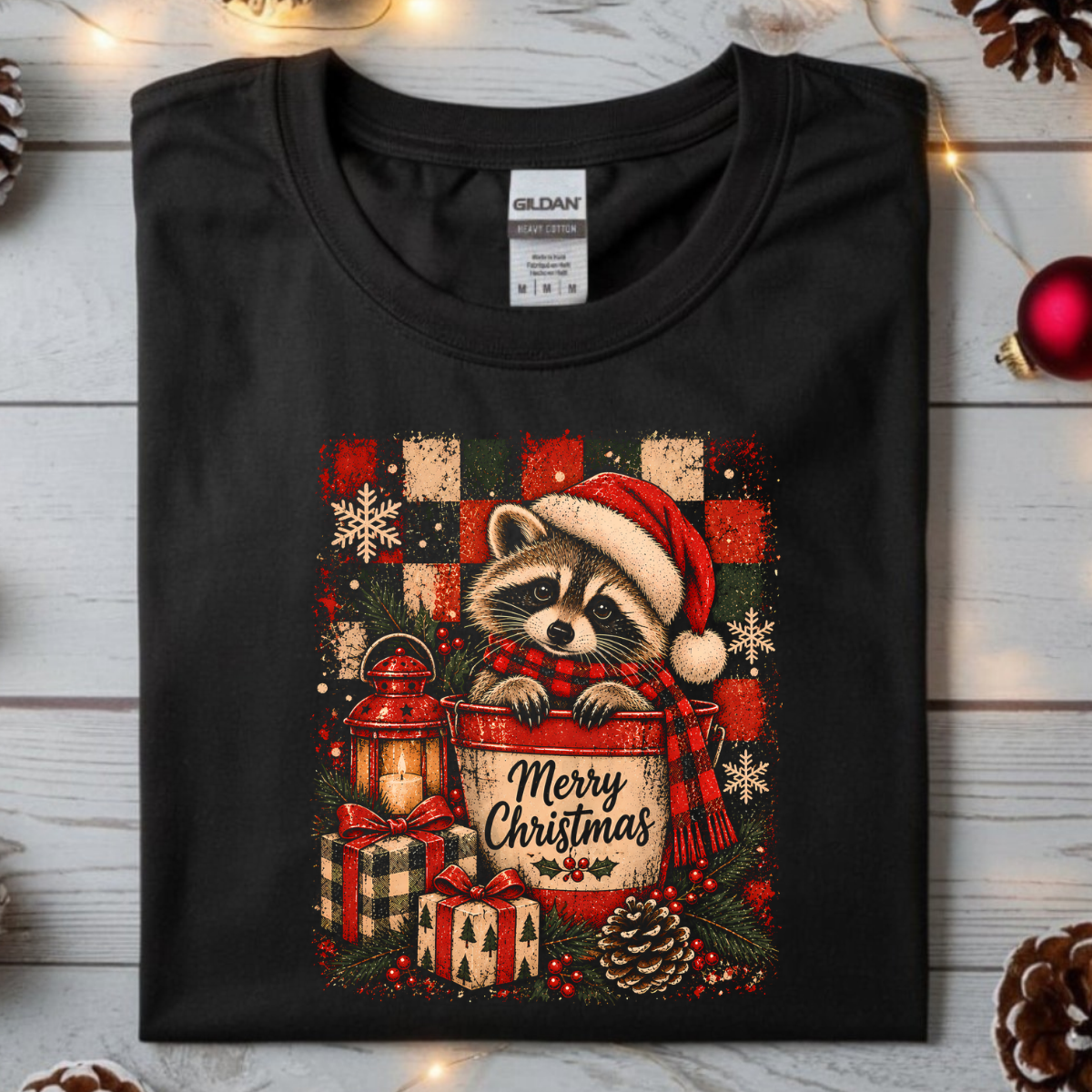 Merry Christmas Raccoon DTF Transfer