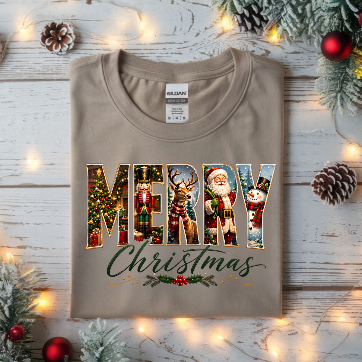 Merry Christmas Santa Reindeer DTF Transfer
