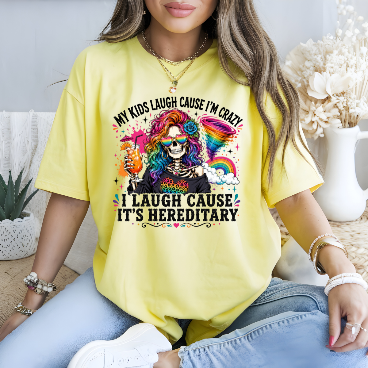 My Kids Laugh Cause I'm Crazy Skelly Mom DTF Transfer