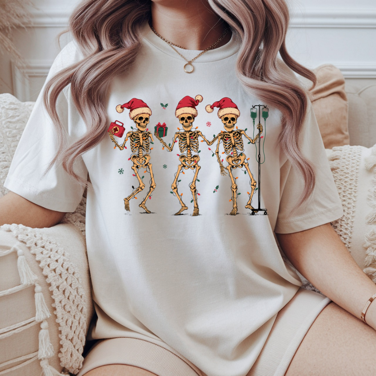 Nurse Christmas Skeleton DTF Transfer