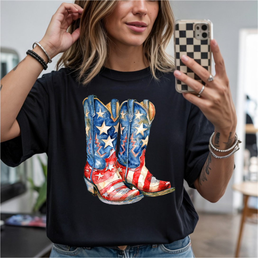 Patriotic Cowboy Boots DTF Transfer