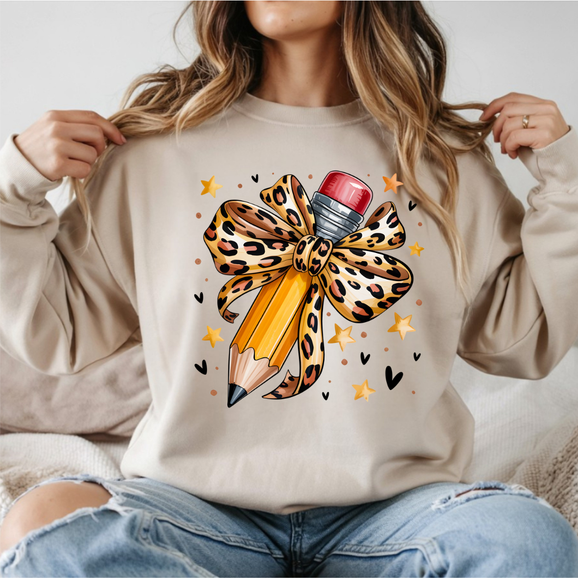 Pencil Leopard Bow DTF Transfer