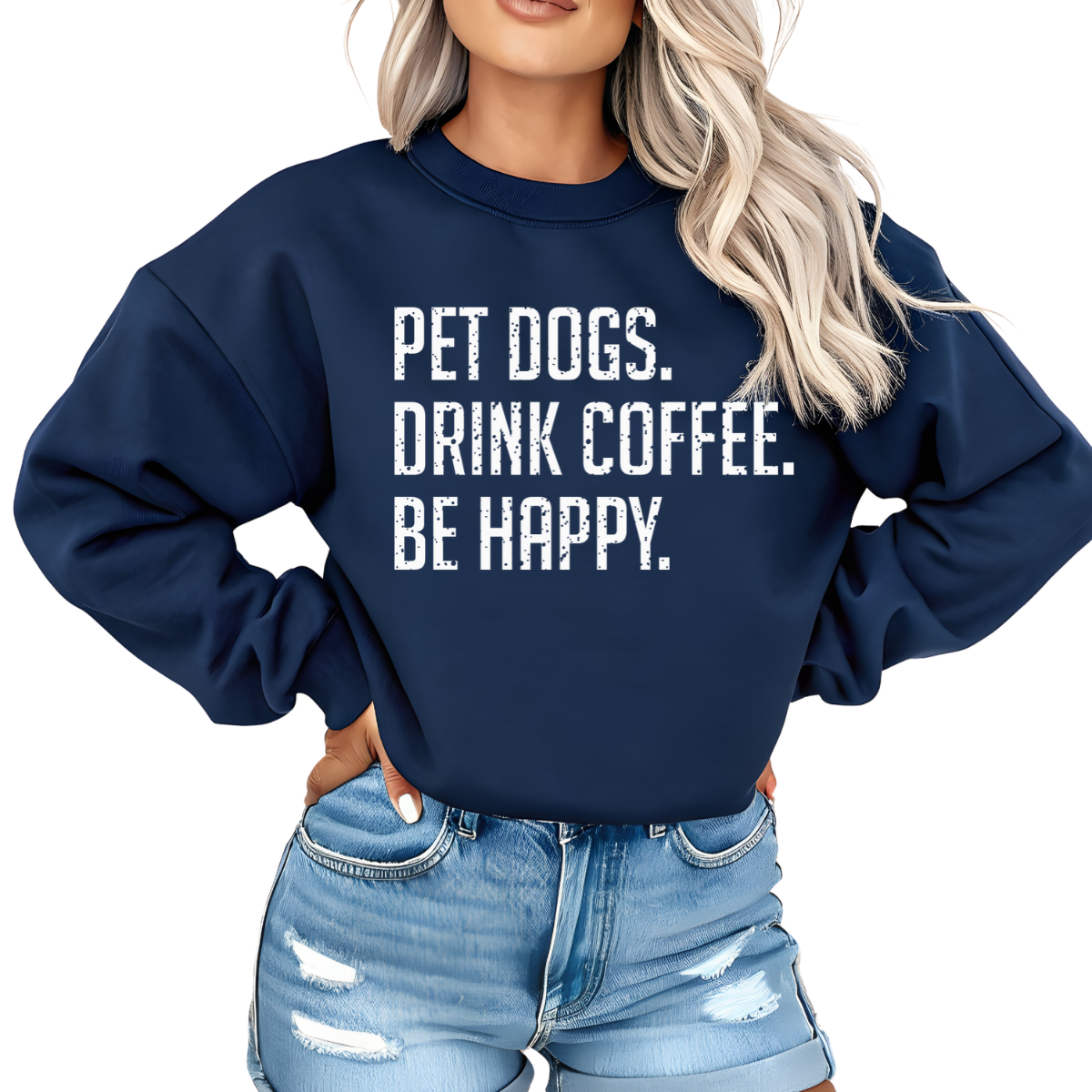 Pet Dogs Drink Coffee Be Happy DTF Transfer
