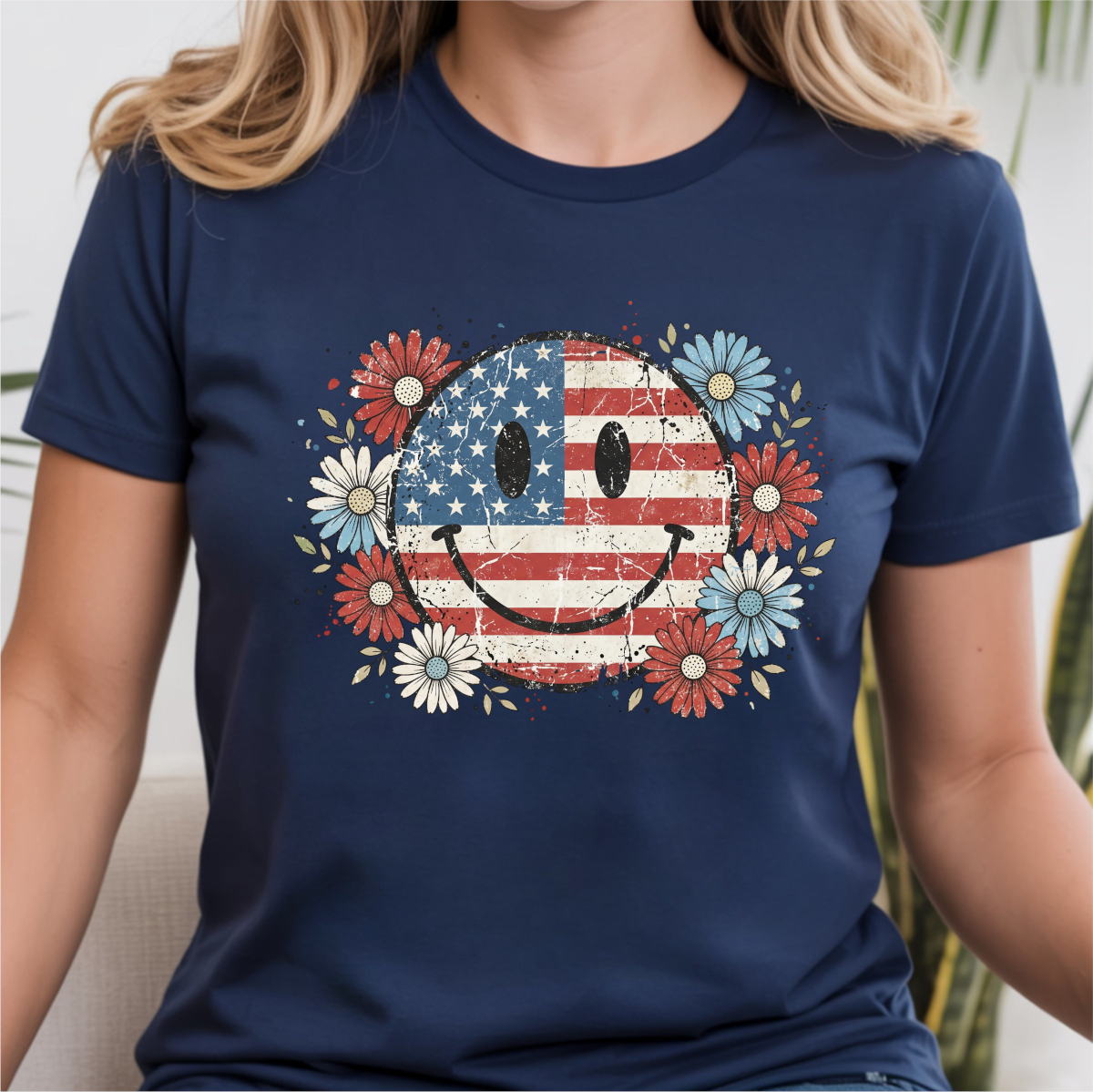 Smiley Patriotic DTF Transfer