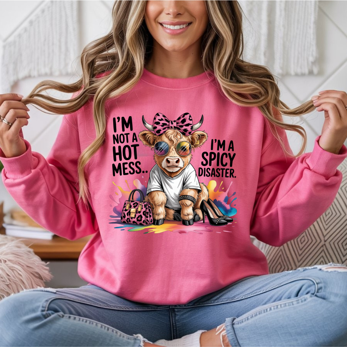 Spicy Disaster Highland Cow DTF Transfer