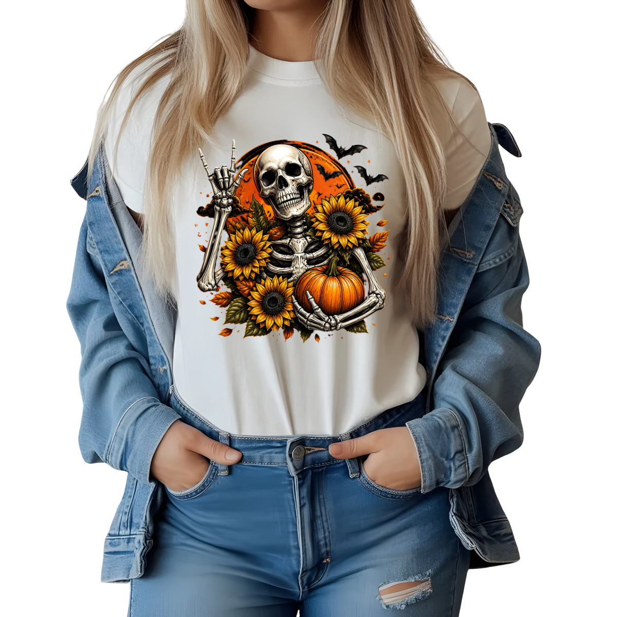 Sunflower Skeleton DTF Transfer