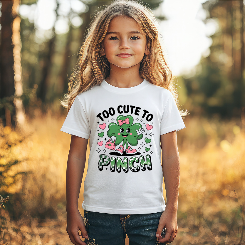 To Cute To Pinch St Patricks Day Kids DTF Transfer