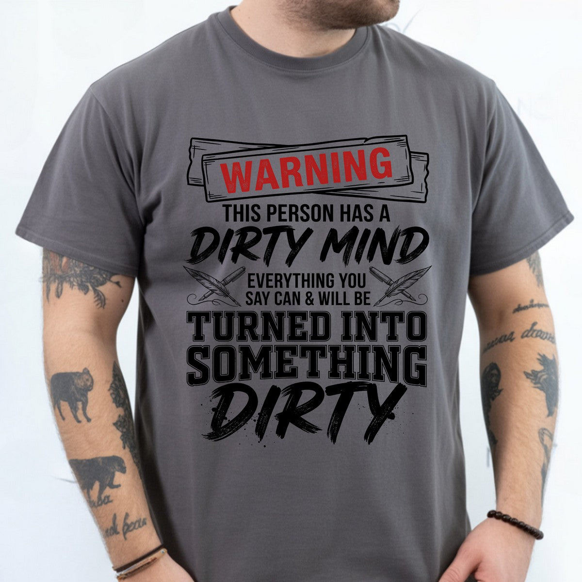 Warning Dirty Mind DTF Transfer