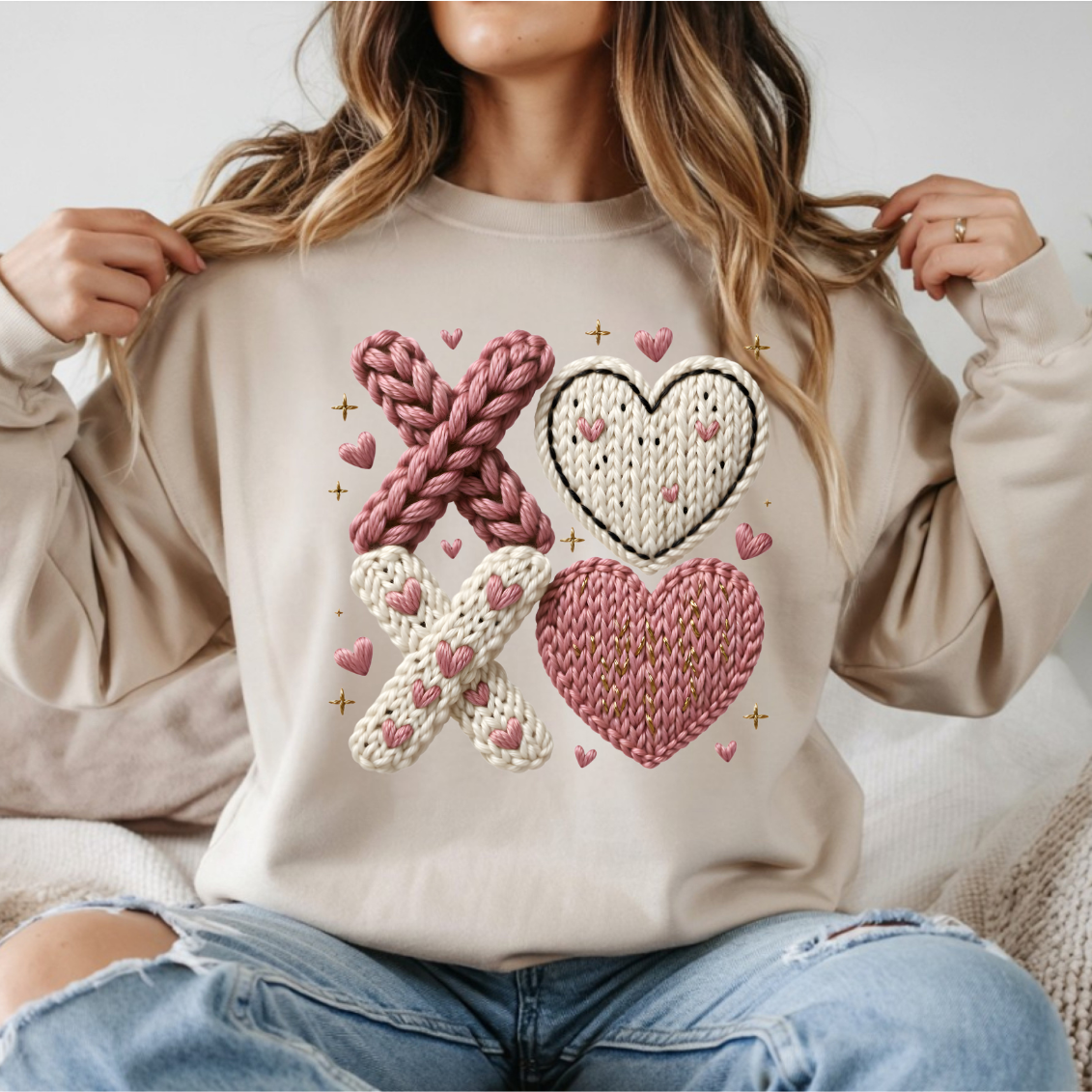 Yarn Crochet XOXO Valentines Day DTF Transfer