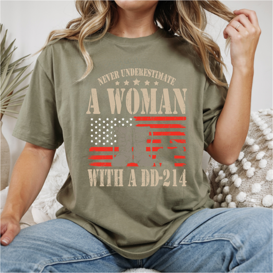 A Woman With A DD-214 DTF Transfer