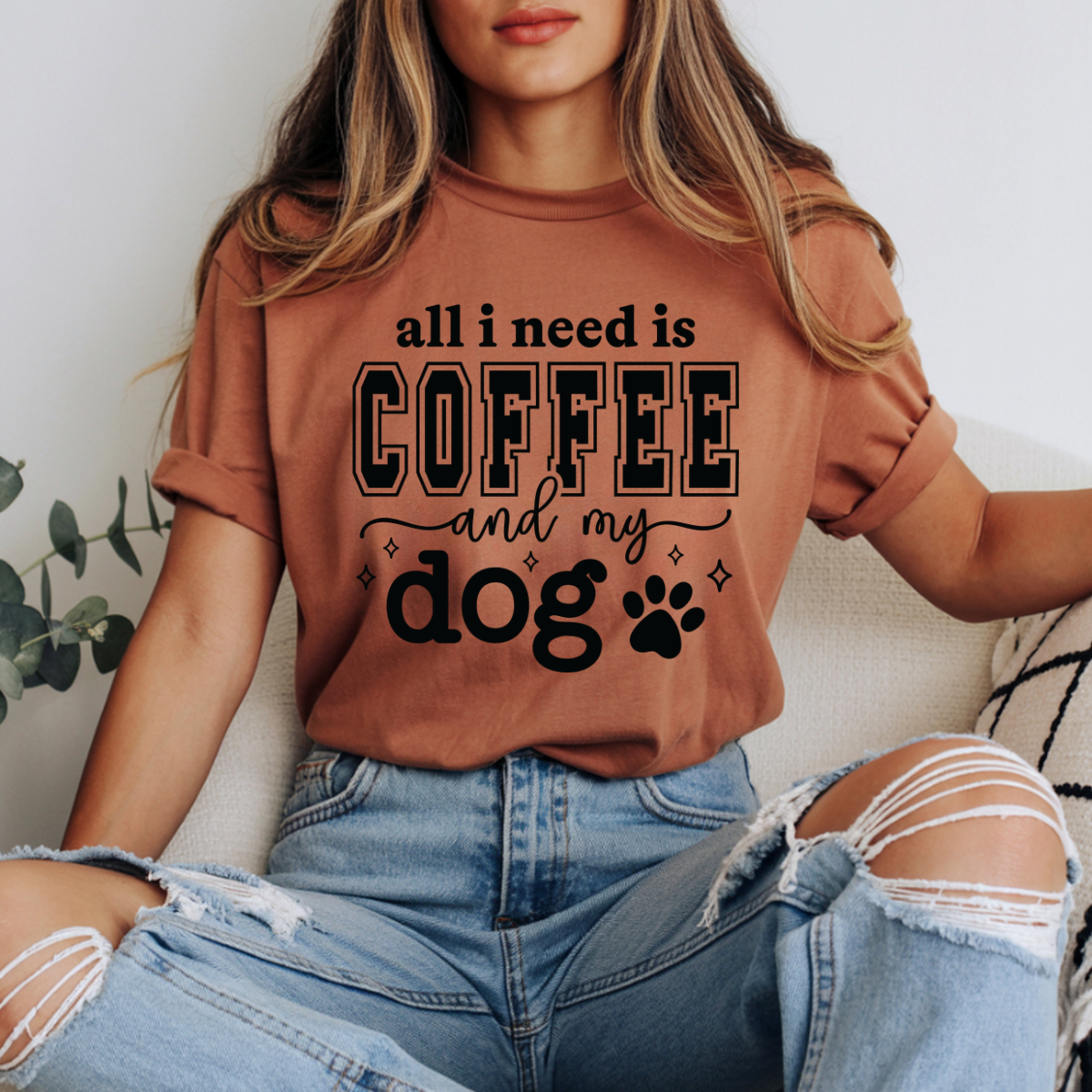 All I Need Is Coffee and My Dog DTF Transfer