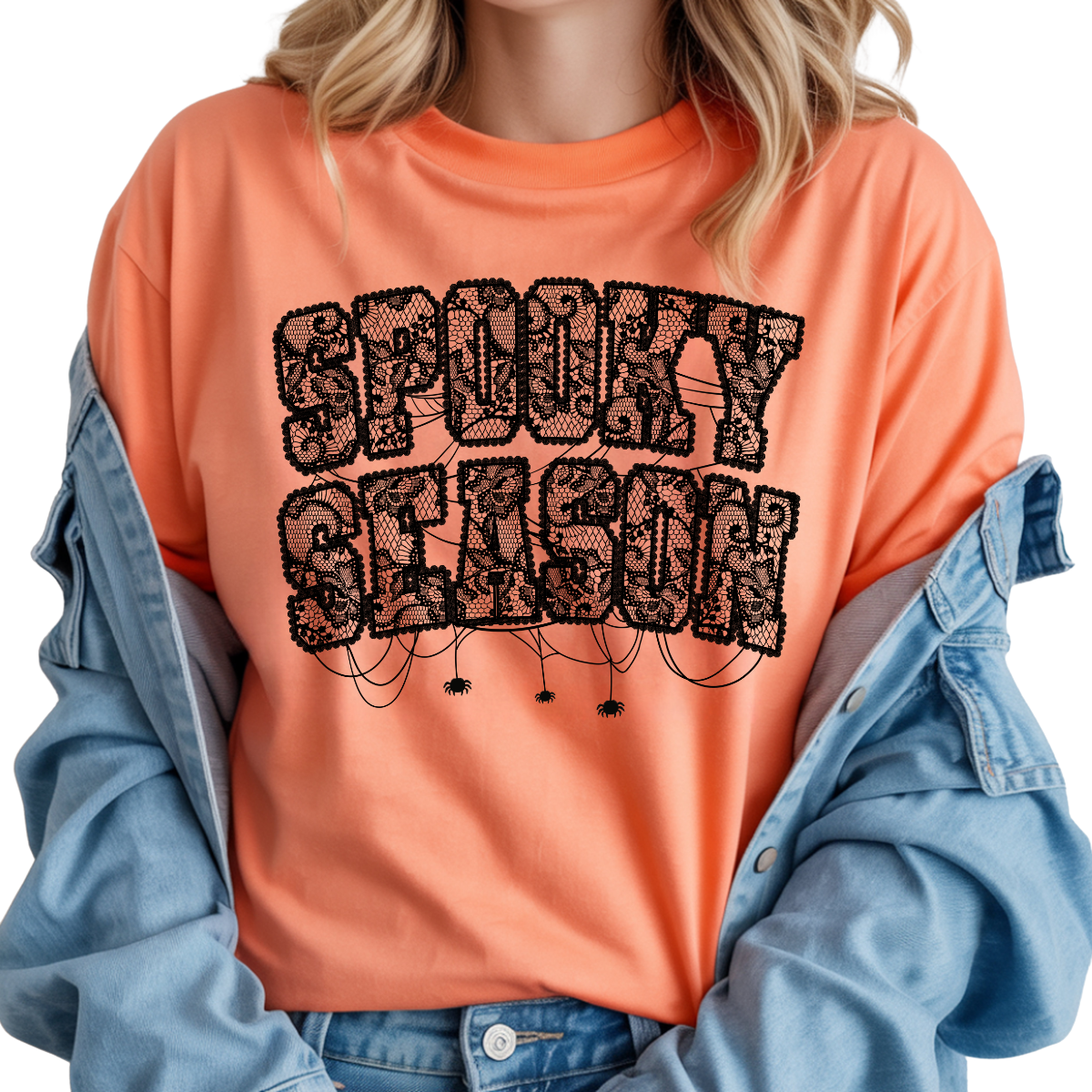 Black Lace Spooky Season DTF Transfer