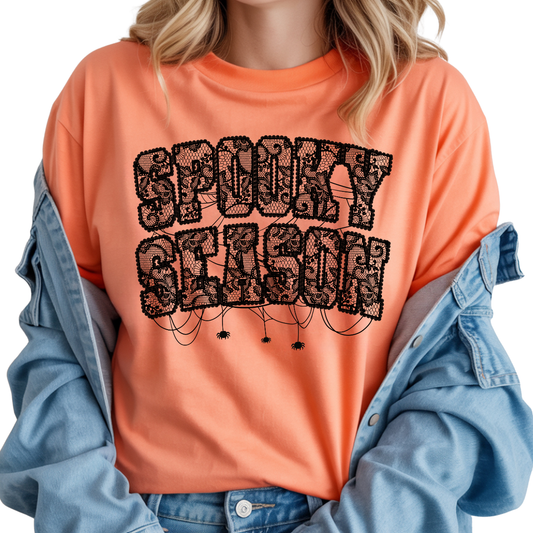 Black Lace Spooky Season DTF Transfer
