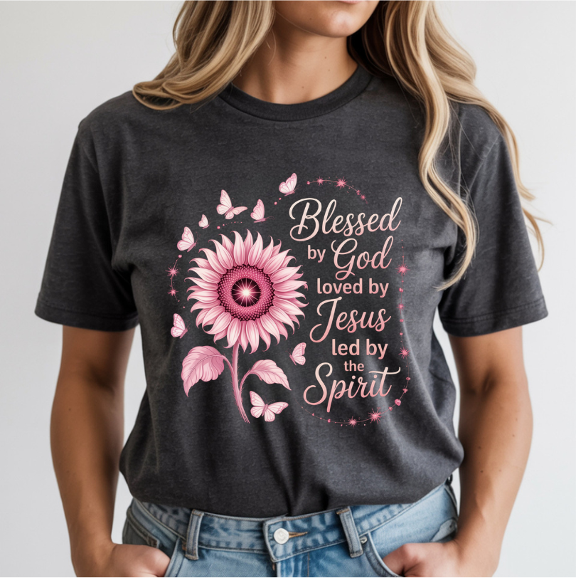 Blessed By God Pink Flower DTF Transfer