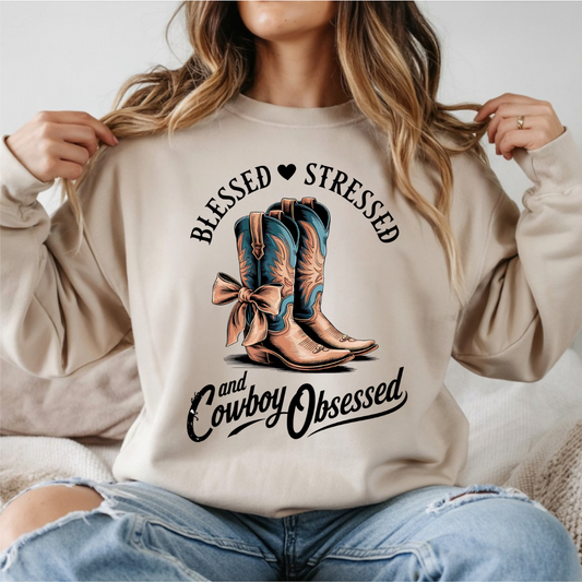 Blessed Streessed Cowboy Obsessed DTF Transfer