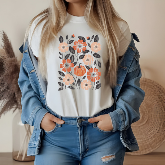 Boho Floral with Pumpkin DTF Transfer