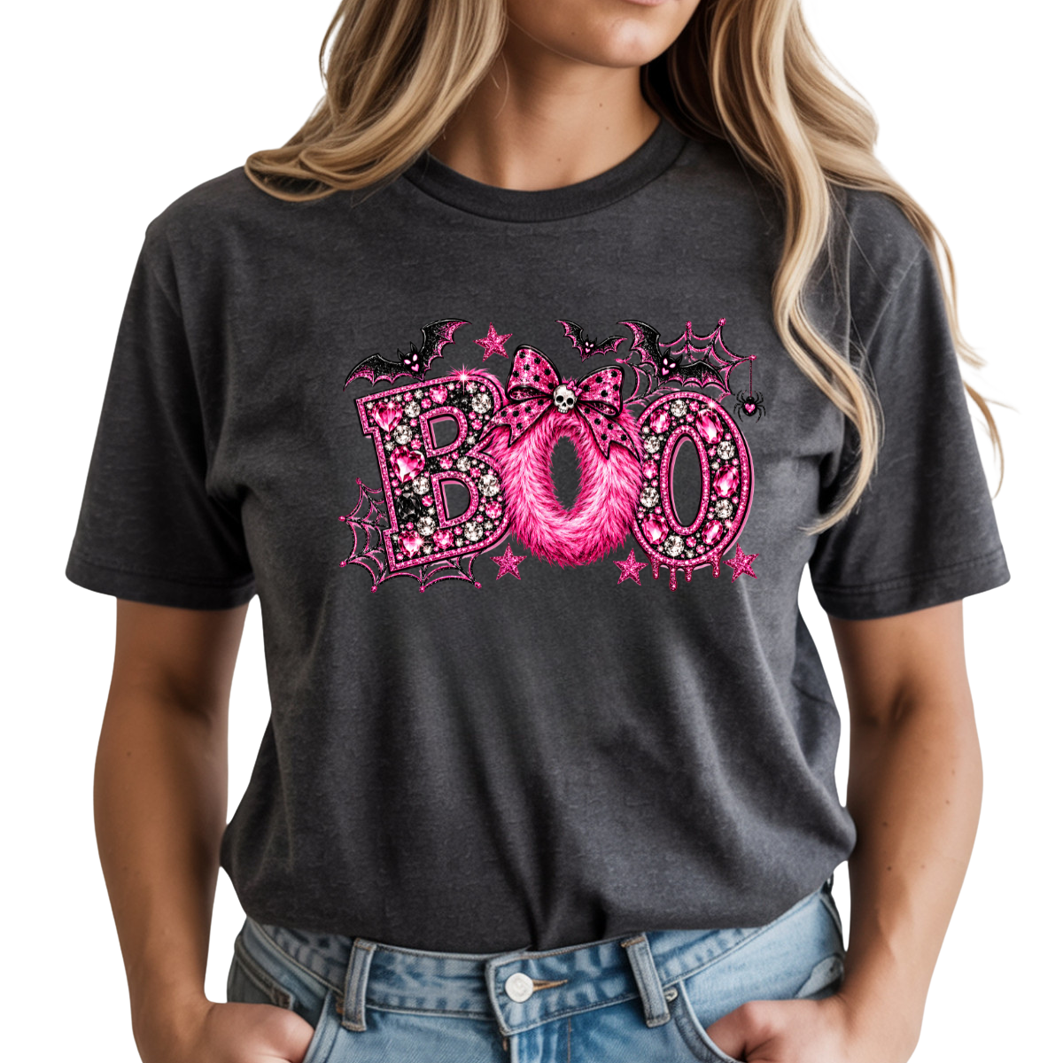 Boo Pink Bejeweled DTF Transfer