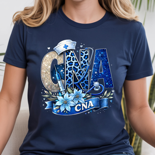 CNA Blue Silver DTF Transfer