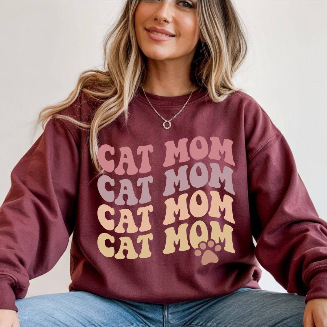 Cat Mom Repeat DTF Transfer