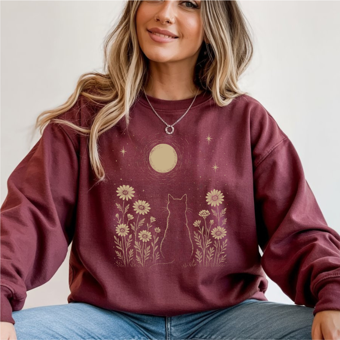 Cat Moon DTF Transfer