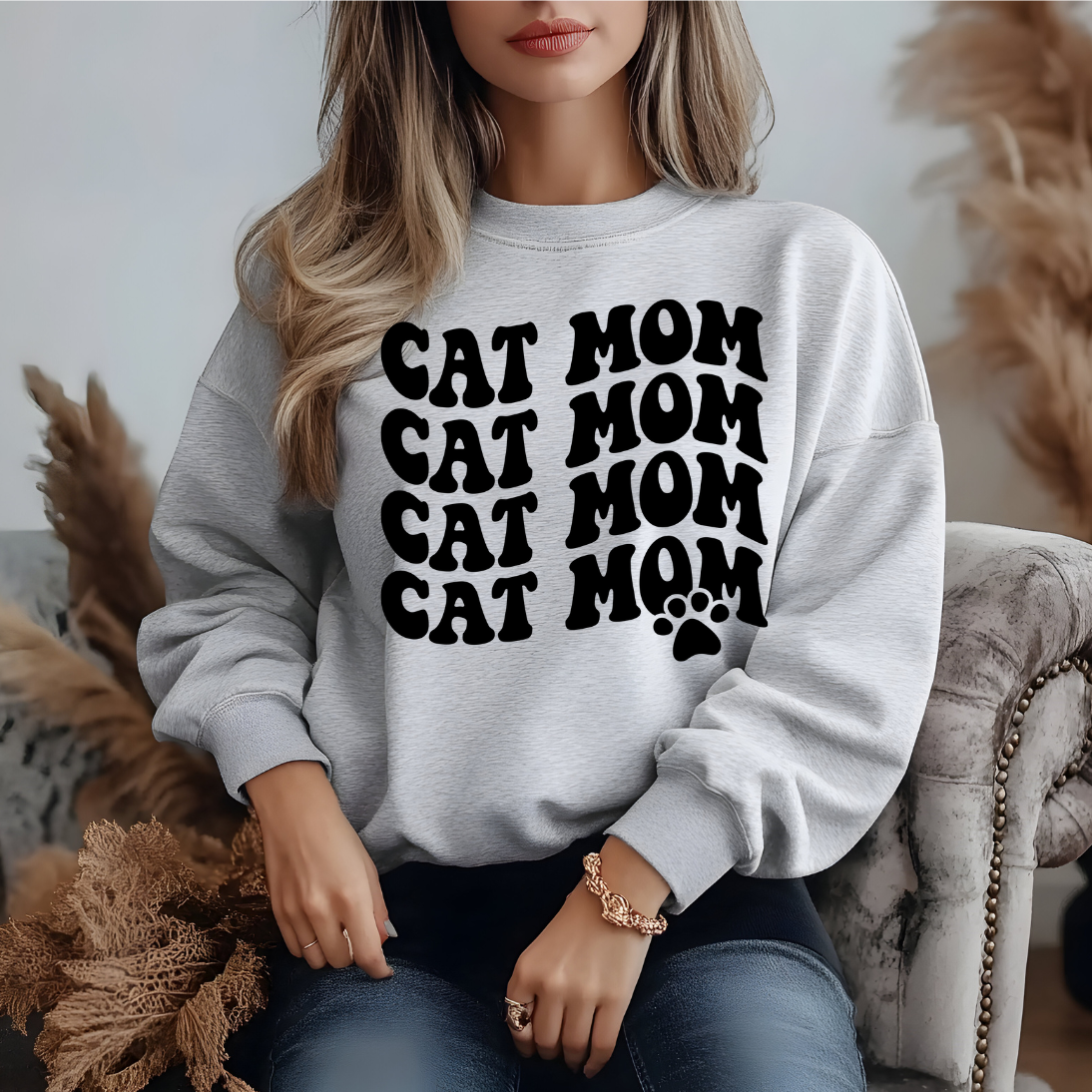 Cat Mom Repeat DTF Transfer