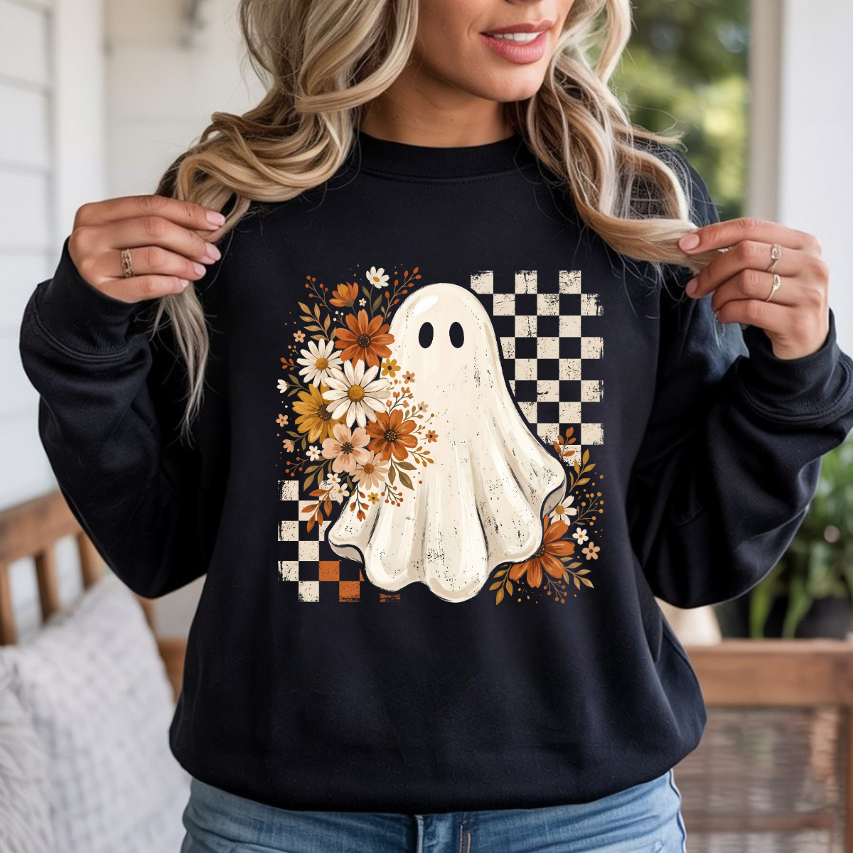 Checkered Fall Ghostie DTF Transfer