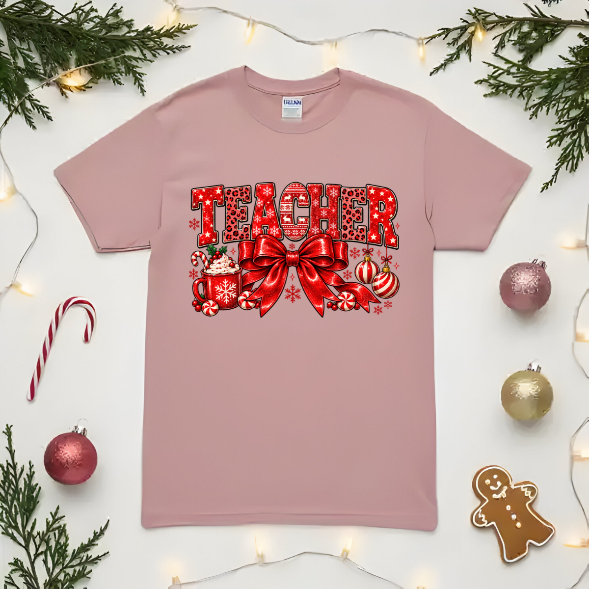 Christmas Teacher Bow DTF Transfer