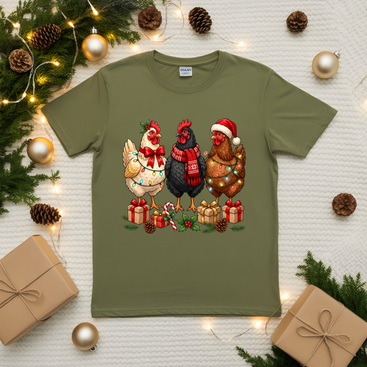 Christmas Chickens DTF Transfer