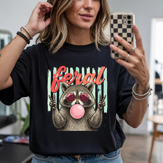 Feral Raccoon Bubble Gum DTF Transfer