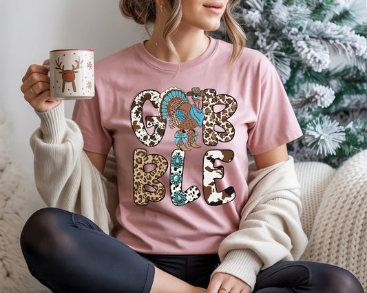 Design - Cow Print Gobble Turkey