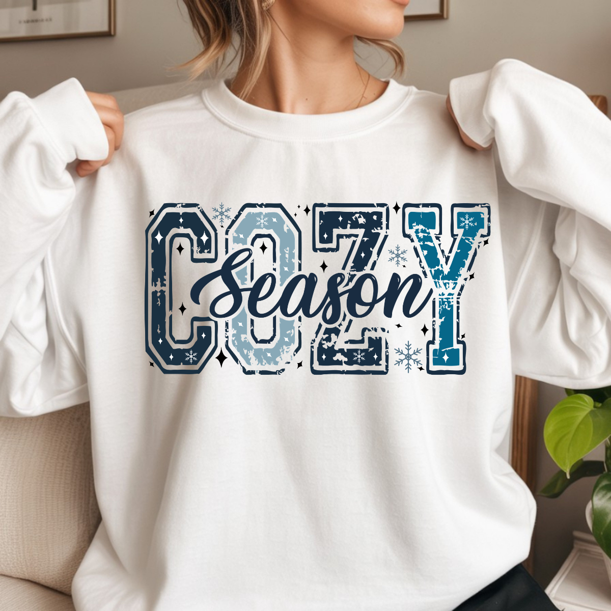 Cozy Season Winter Blue DTF Transfer