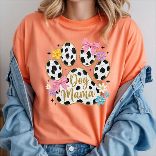Dog Mama Black White Paw DTF Transfer
