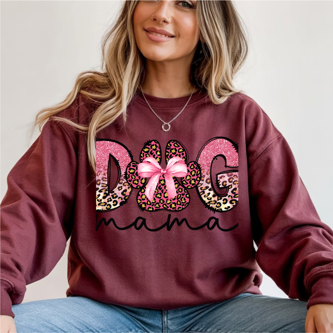 Dog Mama Pink Bow DTF Transfer
