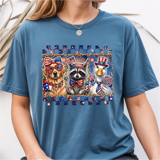Dog Racoon Goose Patriotic DTF Transfer