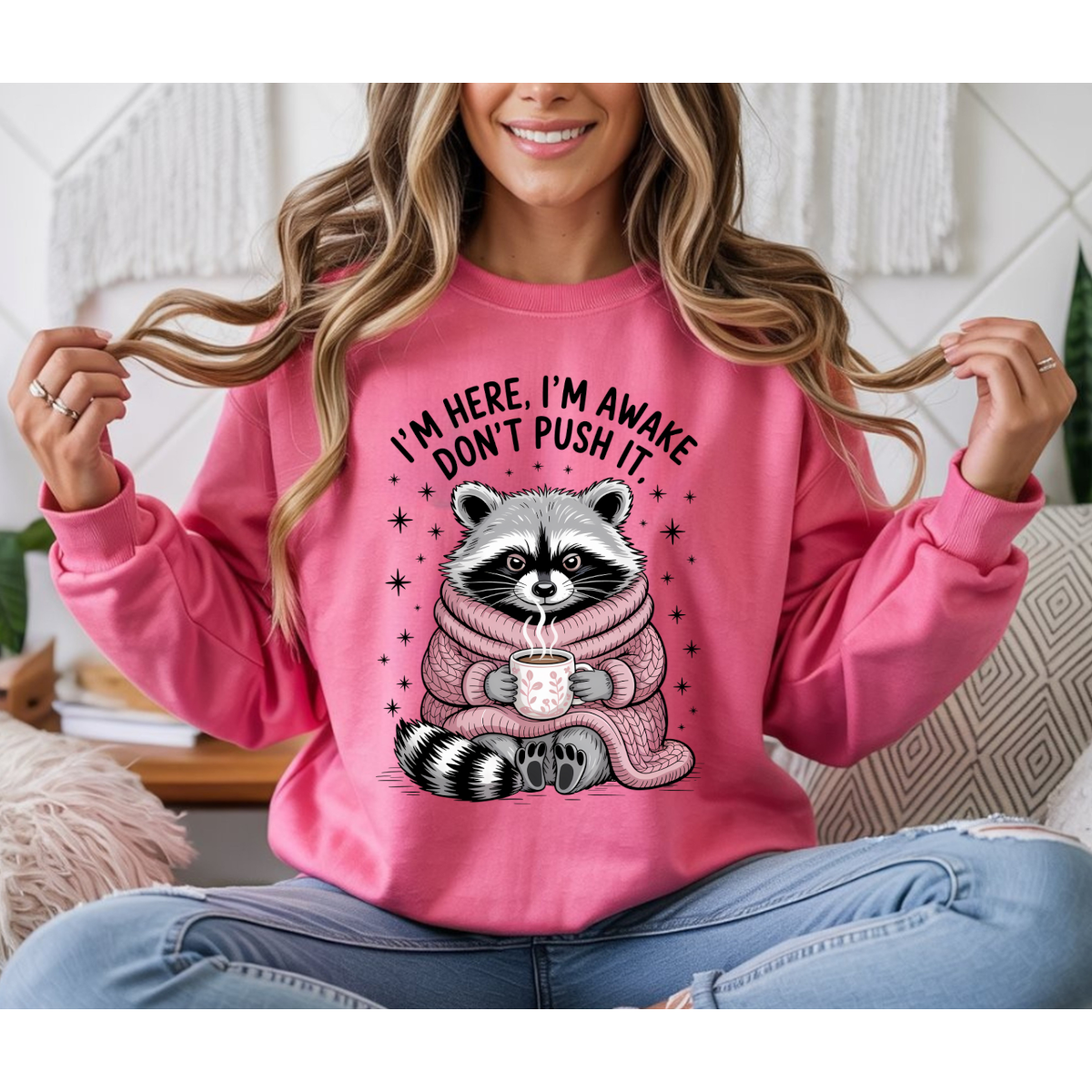 Don't Push It Racoon DTF Transfer