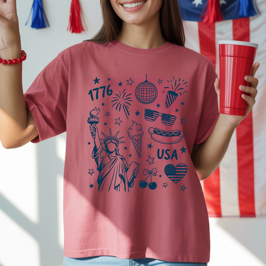 Doodle America 1776 DTF Transfer