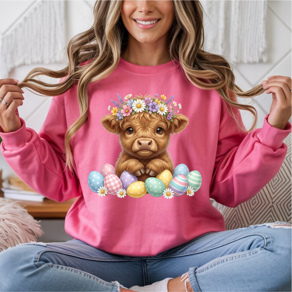 Easter Egg Highland Cow DTF Transfer