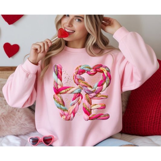 Faux Glitter Yarn Love DTF Transfer